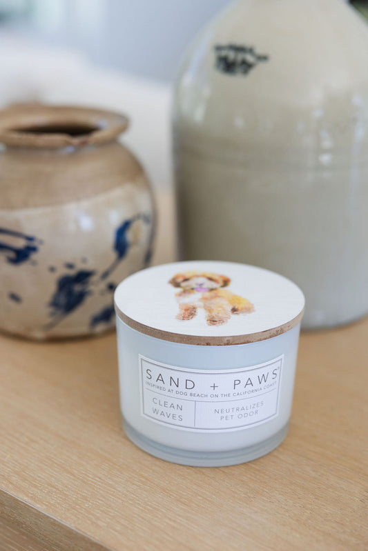 Sand + Paws Clean Waves 12 oz scented candle