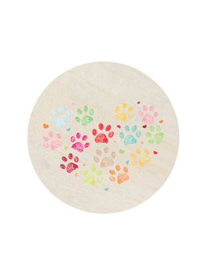 Sand + Paws California Beach House 12 oz scented candle Coast vessel with Painted Colorful Paw Prints in Heart Shape lid