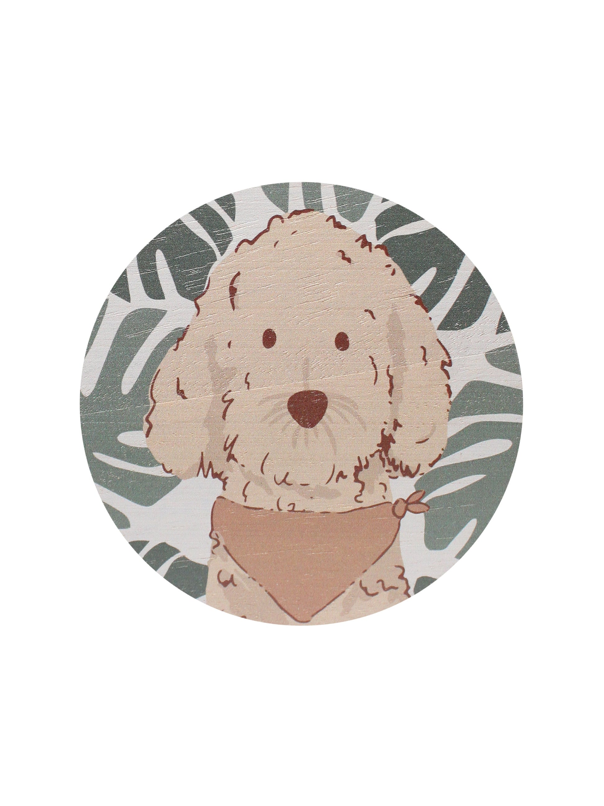 Sand + Paws Clean Waves 12 oz scented candle Kale vessel with Golden Doodle painted lid
