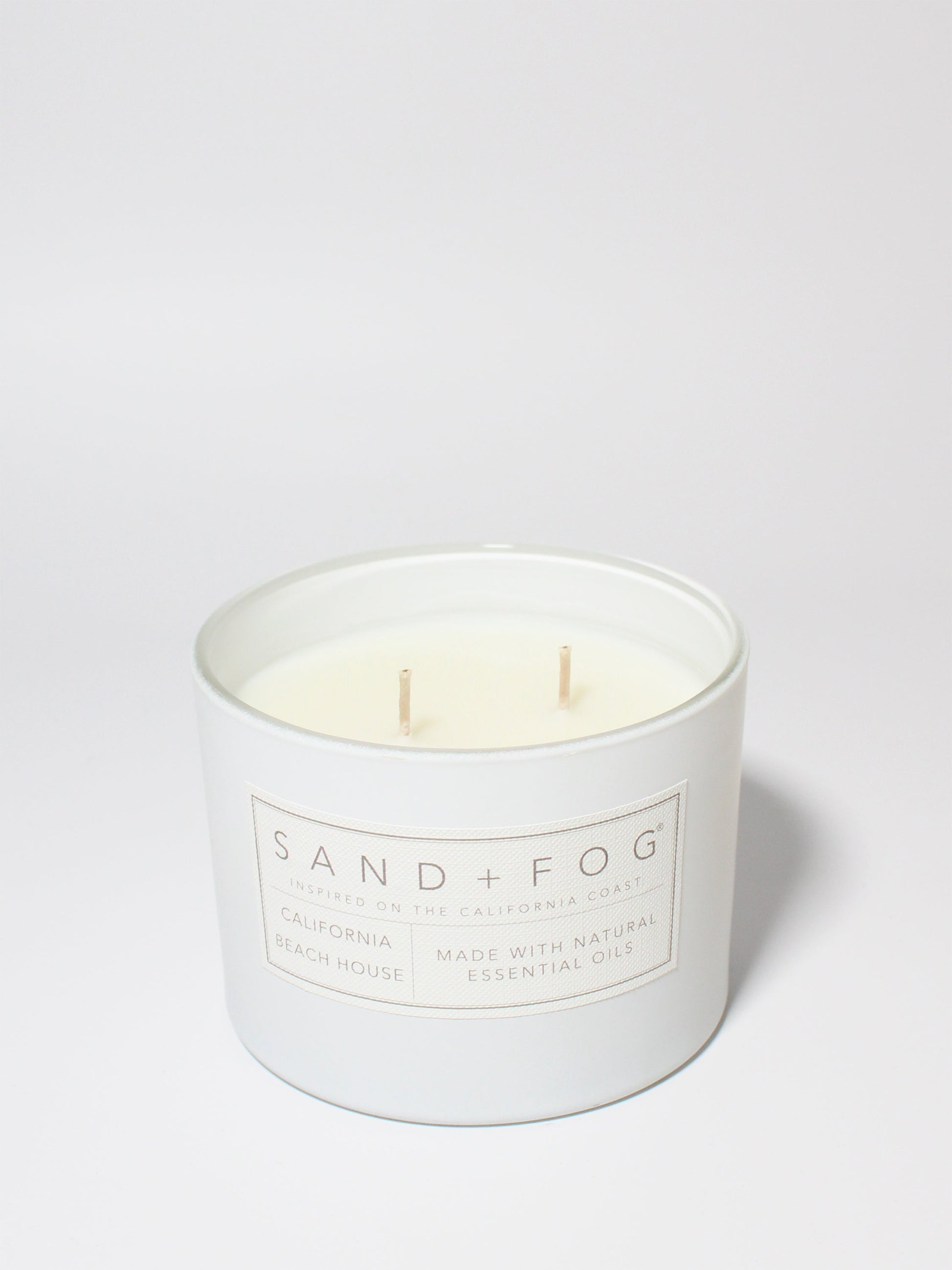 California Beach House 12 oz scented candle White vessel with Carved Mandala lid