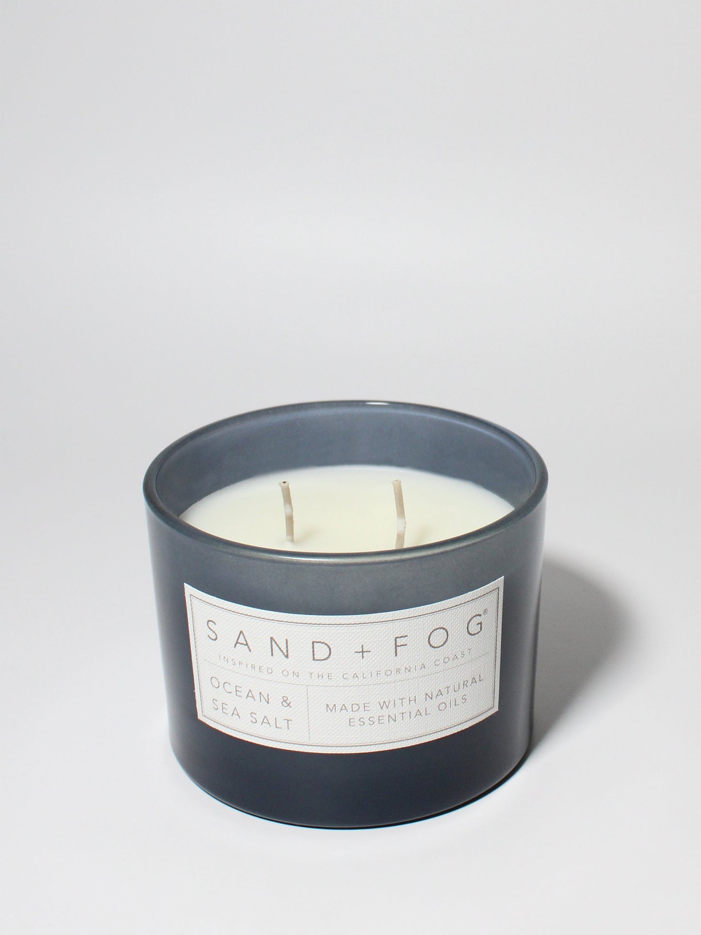 Ocean & Sea Salt 12 oz scented candle Ink vessel with Painted Abstract lid