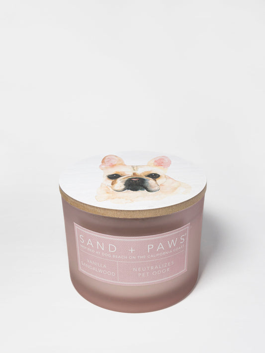 Sand + Paws Vanilla Sandalwood 12 oz scented candle