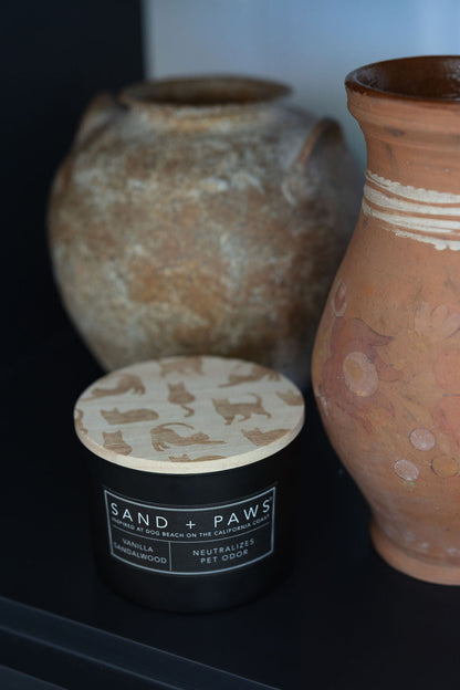 Sand + Paws Vanilla Sandalwood 12 oz scented candle