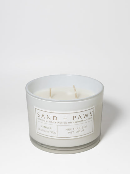 Sand + Paws Vanilla Sandalwood 12 oz scented candle